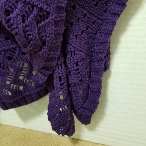 Justice cardigan 12 sleeveless open knit crochet open front cotton acrylic - Picture 6 of 12